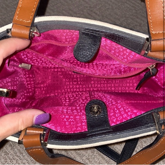 Kate Spade Black and Cream Striped Women's Bag - Picture 2 of 2